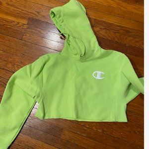 Lime green Champion cropped hoodie